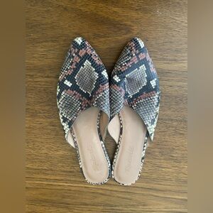 Madewell Snake Print Embossed Leather Remi Mule Shoes Size 8